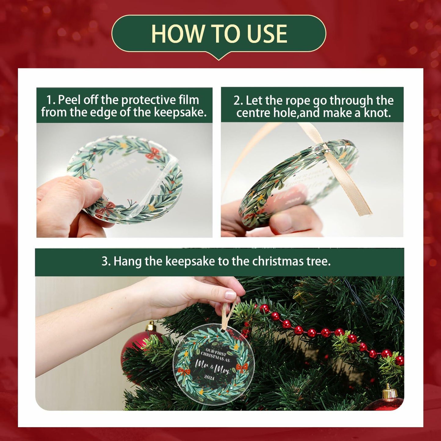 First Christmas Married Ornament 2024 1st Christmas Mr and Mrs Wedding Gift