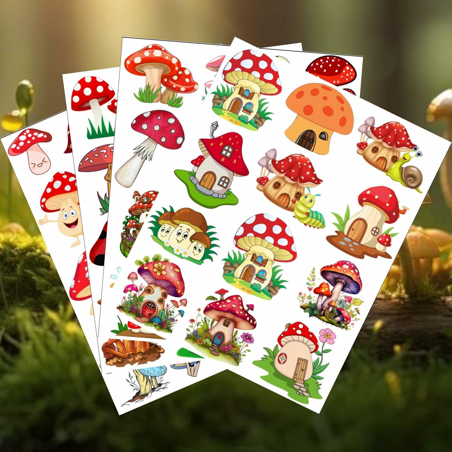 Mushroom Temporary Tattoos 50Pcs Cute Funny Stickers for Kids Boys Girls