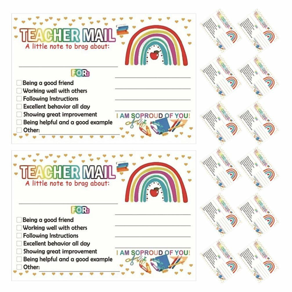 NUOBESTY 50pcs Rainbow Classroom Behavior Incentive Postcards for Teachers