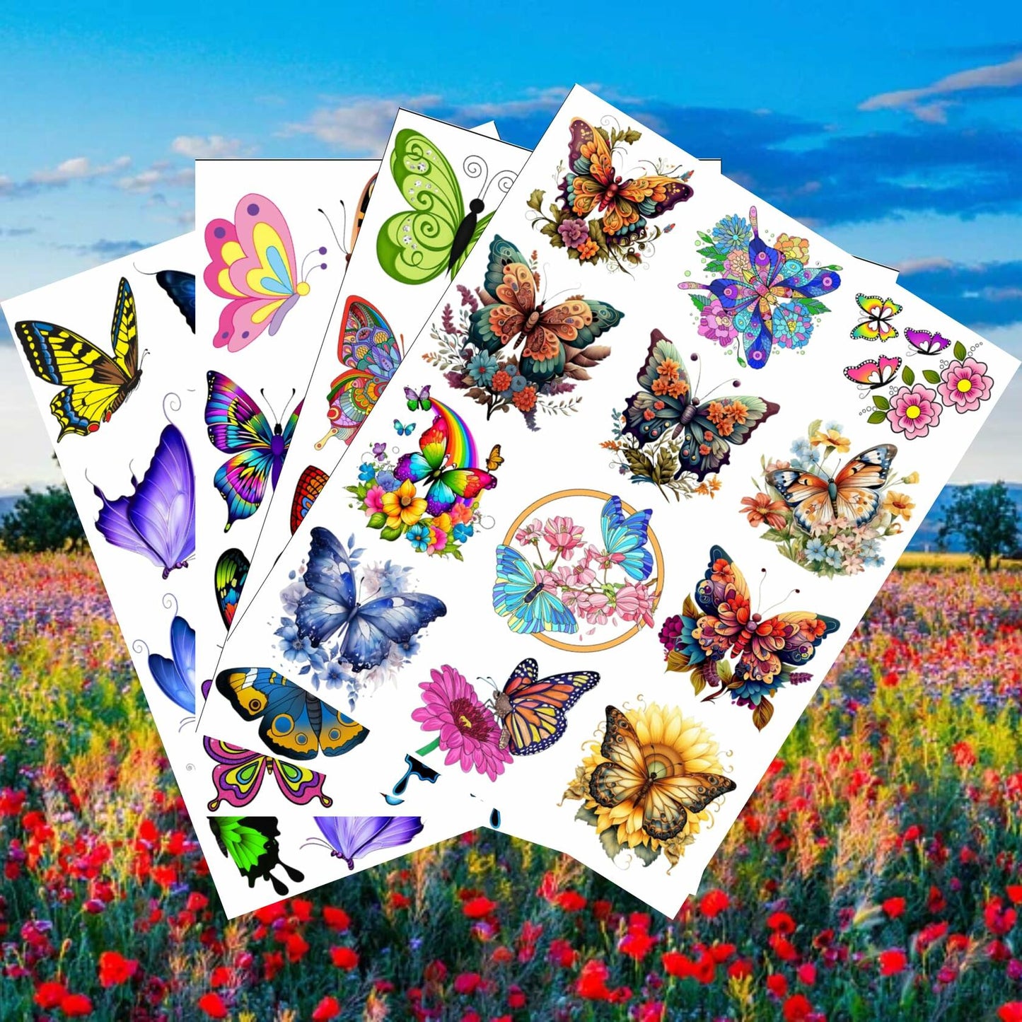 Butterfly Temporary Tattoos 50Pcs Medium Stickers for Women Girls Kids Teens