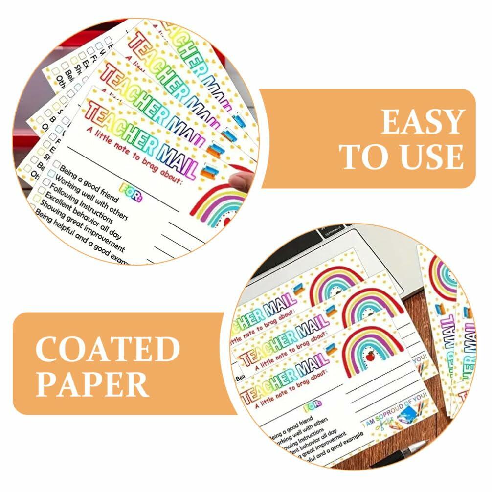 NUOBESTY 50pcs Rainbow Classroom Behavior Incentive Postcards for Teachers