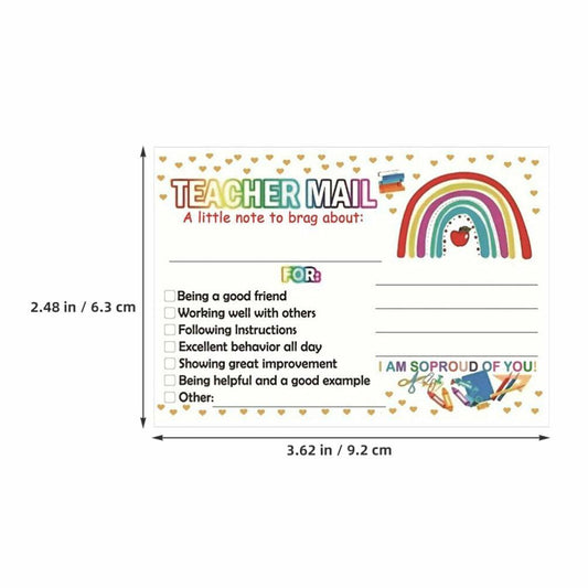 NUOBESTY 50pcs Rainbow Classroom Behavior Incentive Postcards for Teachers