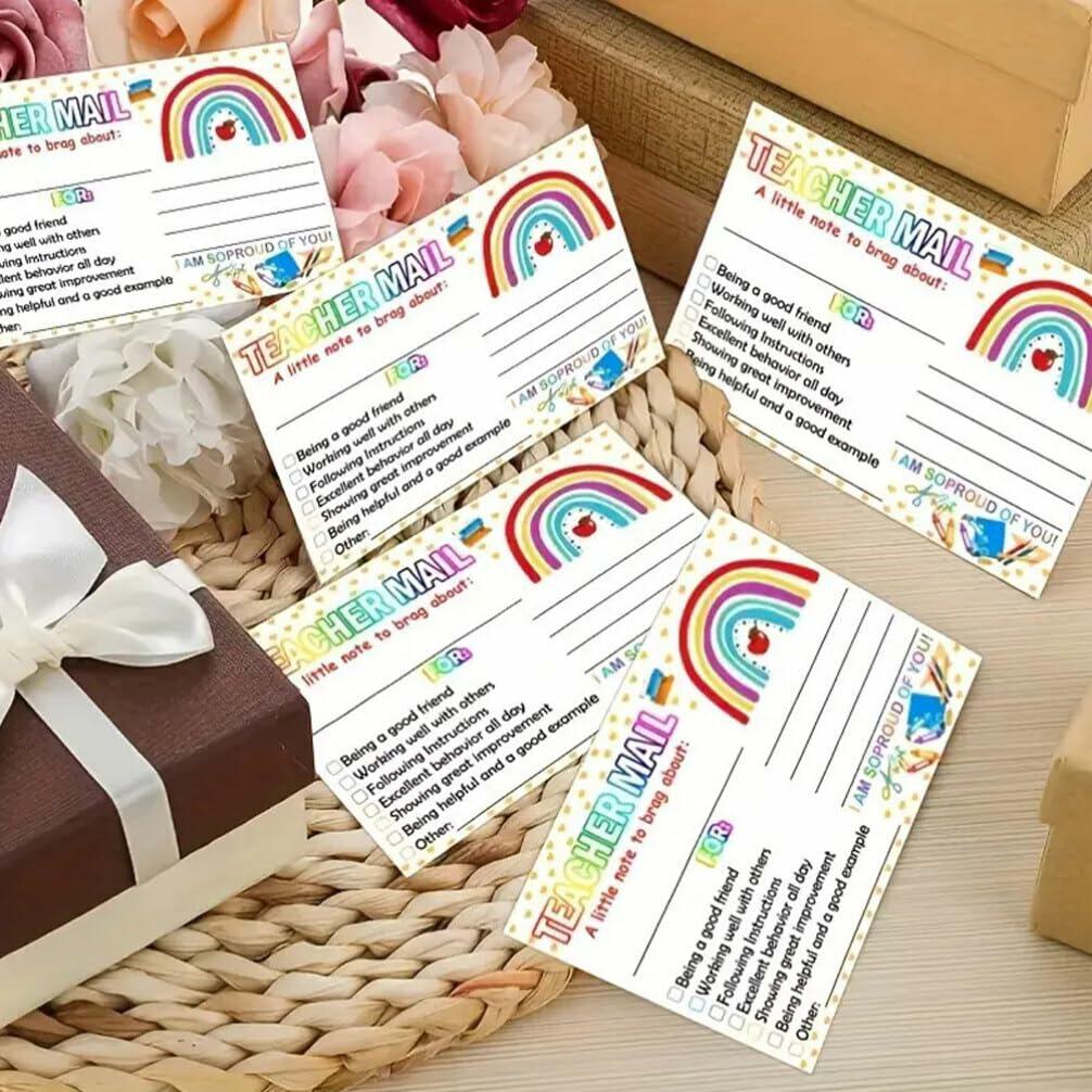 NUOBESTY 50pcs Rainbow Classroom Behavior Incentive Postcards for Teachers