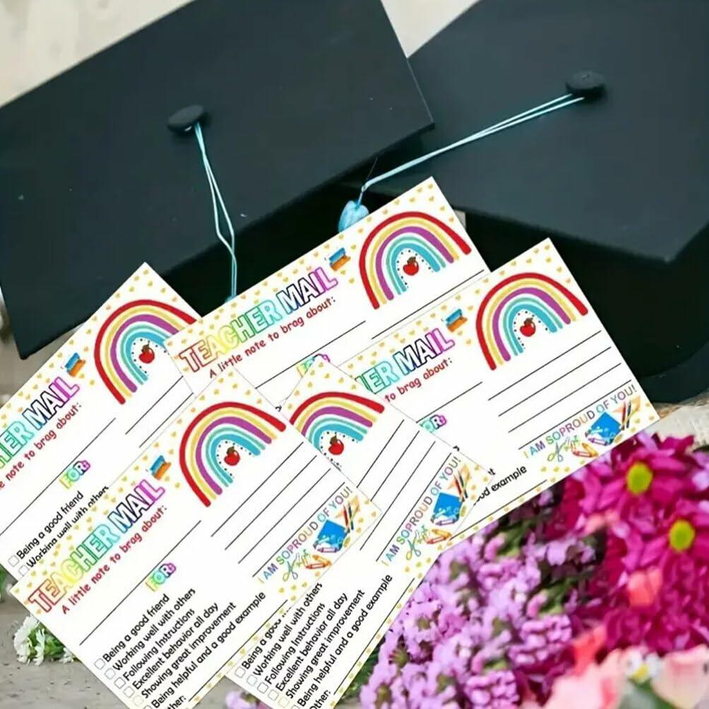 NUOBESTY 50pcs Rainbow Classroom Behavior Incentive Postcards for Teachers