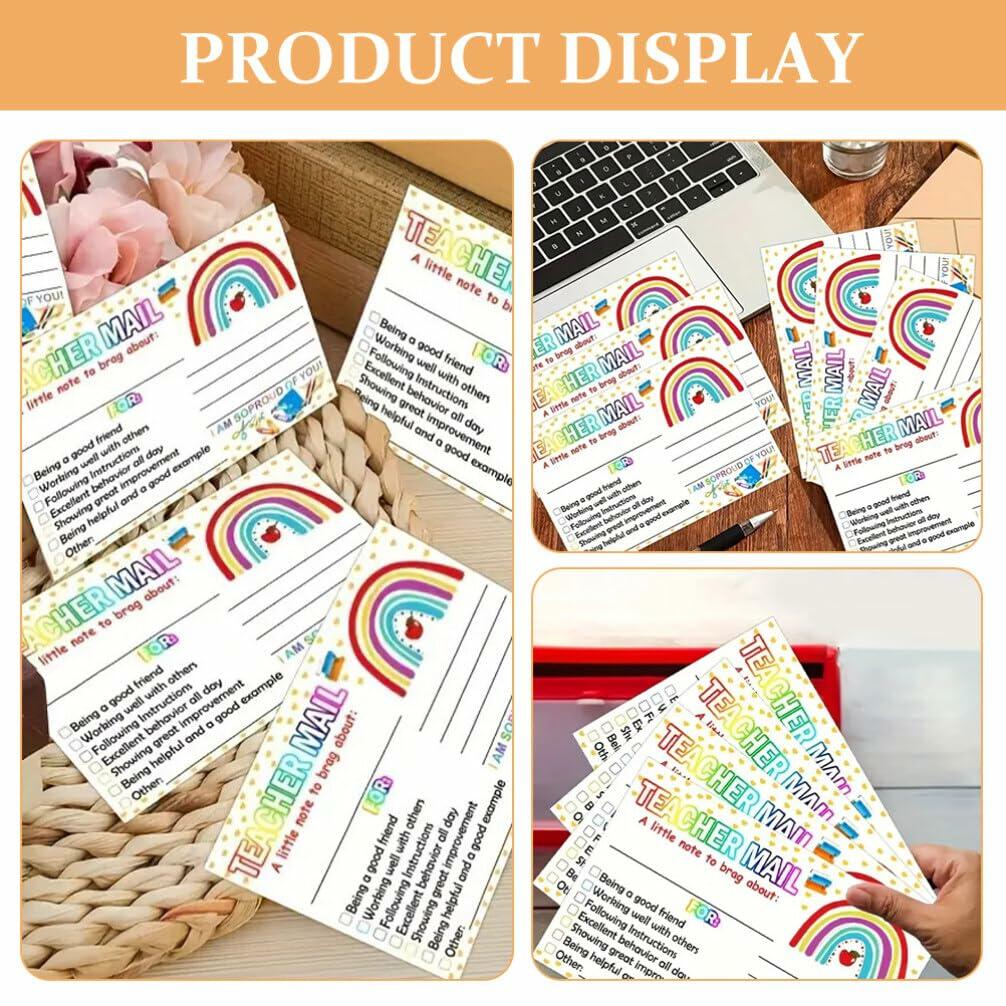 NUOBESTY 50pcs Rainbow Classroom Behavior Incentive Postcards for Teachers