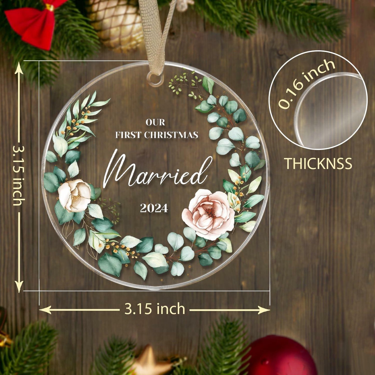 First Christmas Married Ornament 2024 1st Christmas Mr and Mrs Wedding Gift