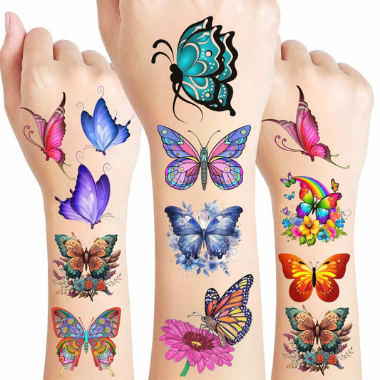 Butterfly Temporary Tattoos 50Pcs Medium Stickers for Women Girls Kids Teens