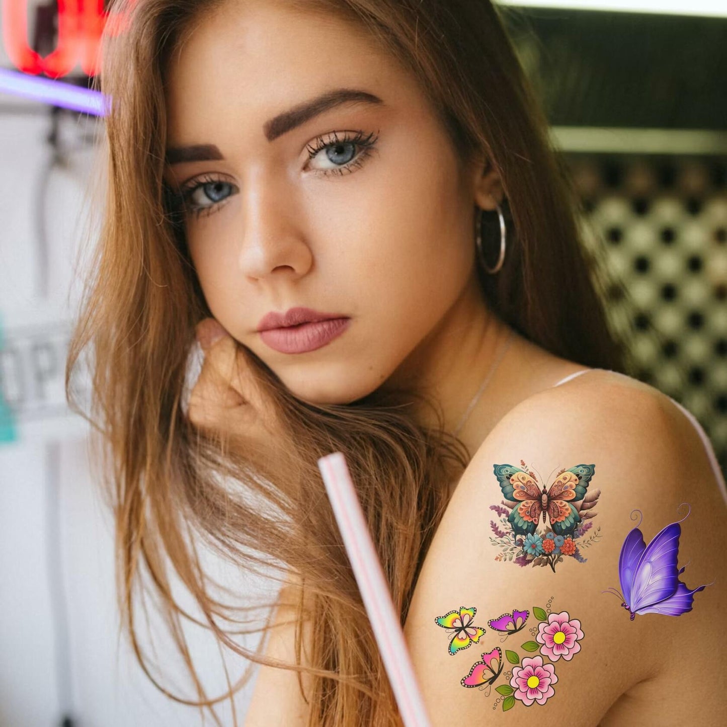 Butterfly Temporary Tattoos 50Pcs Medium Stickers for Women Girls Kids Teens