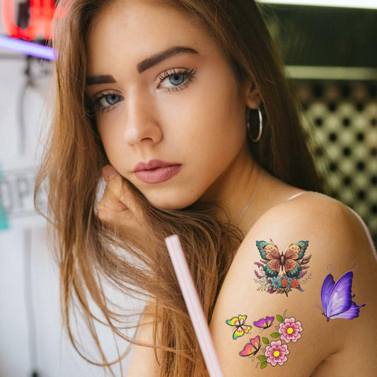 Butterfly Temporary Tattoos 50Pcs Medium Stickers for Women Girls Kids Teens