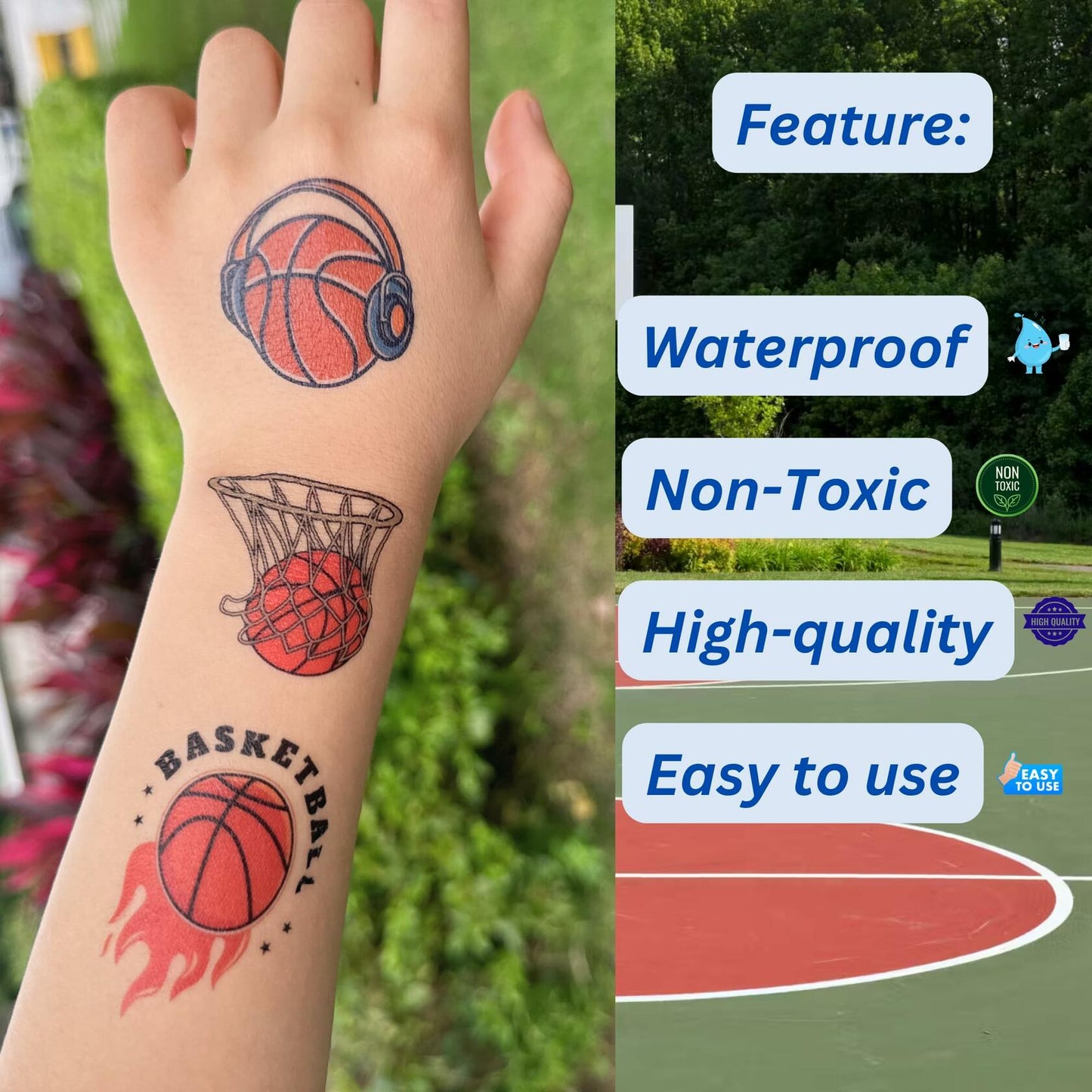Basketball Temporary Tattoos Party Favors Kids Gift 0.04lb Pack