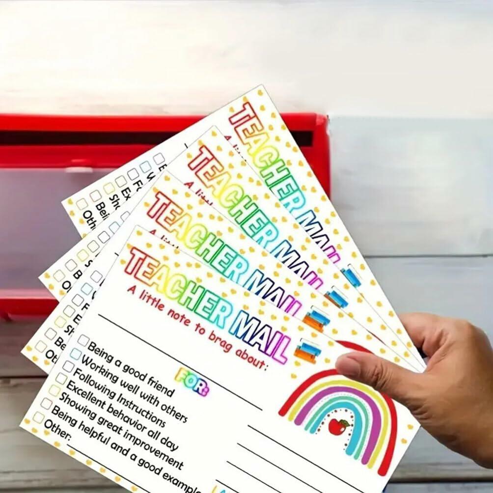 NUOBESTY 50pcs Rainbow Classroom Behavior Incentive Postcards for Teachers