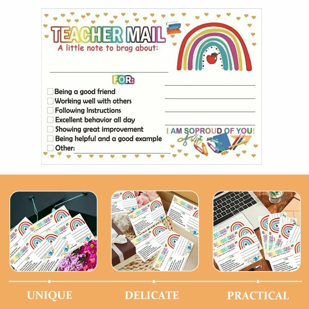 NUOBESTY 50pcs Rainbow Classroom Behavior Incentive Postcards for Teachers