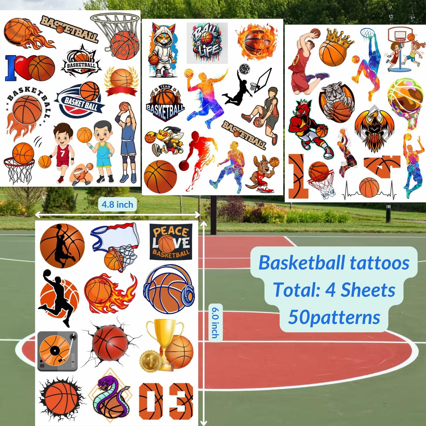 Basketball Temporary Tattoos Party Favors Kids Gift 0.04lb Pack