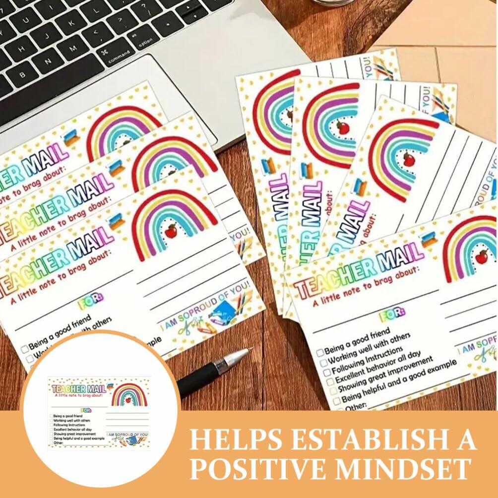 NUOBESTY 50pcs Rainbow Classroom Behavior Incentive Postcards for Teachers
