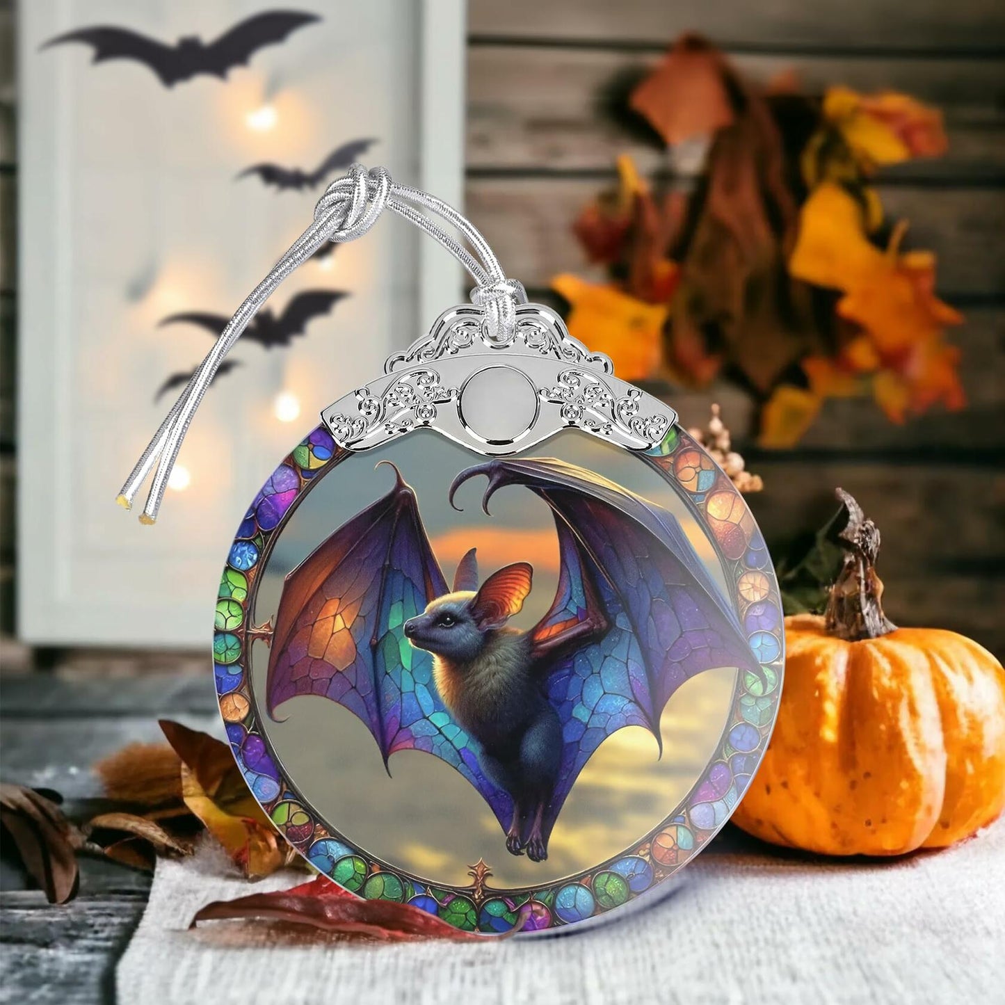 Magic Bat Christmas Stained Glass Ornament Holiday Decoration Unique Gift