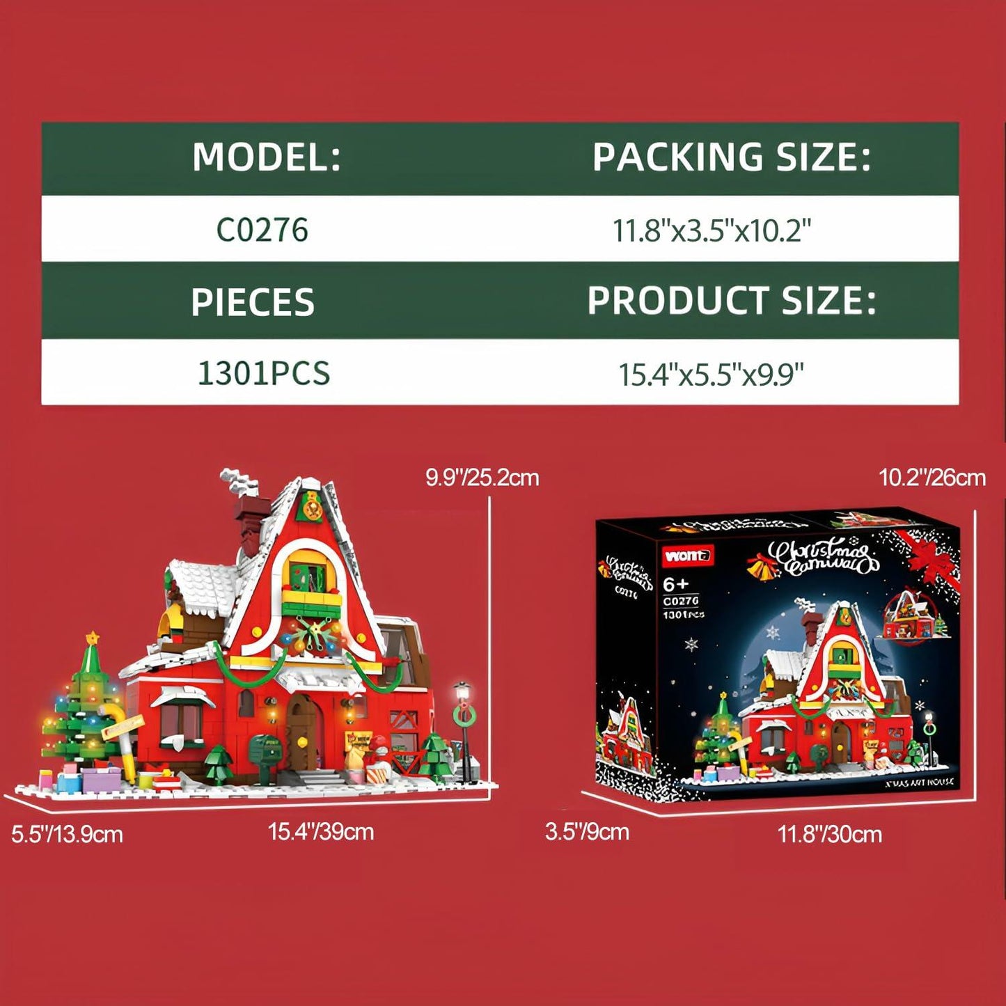 Chodia Gingerbread House Building Block Set Xmas Ornaments 1301 PCS