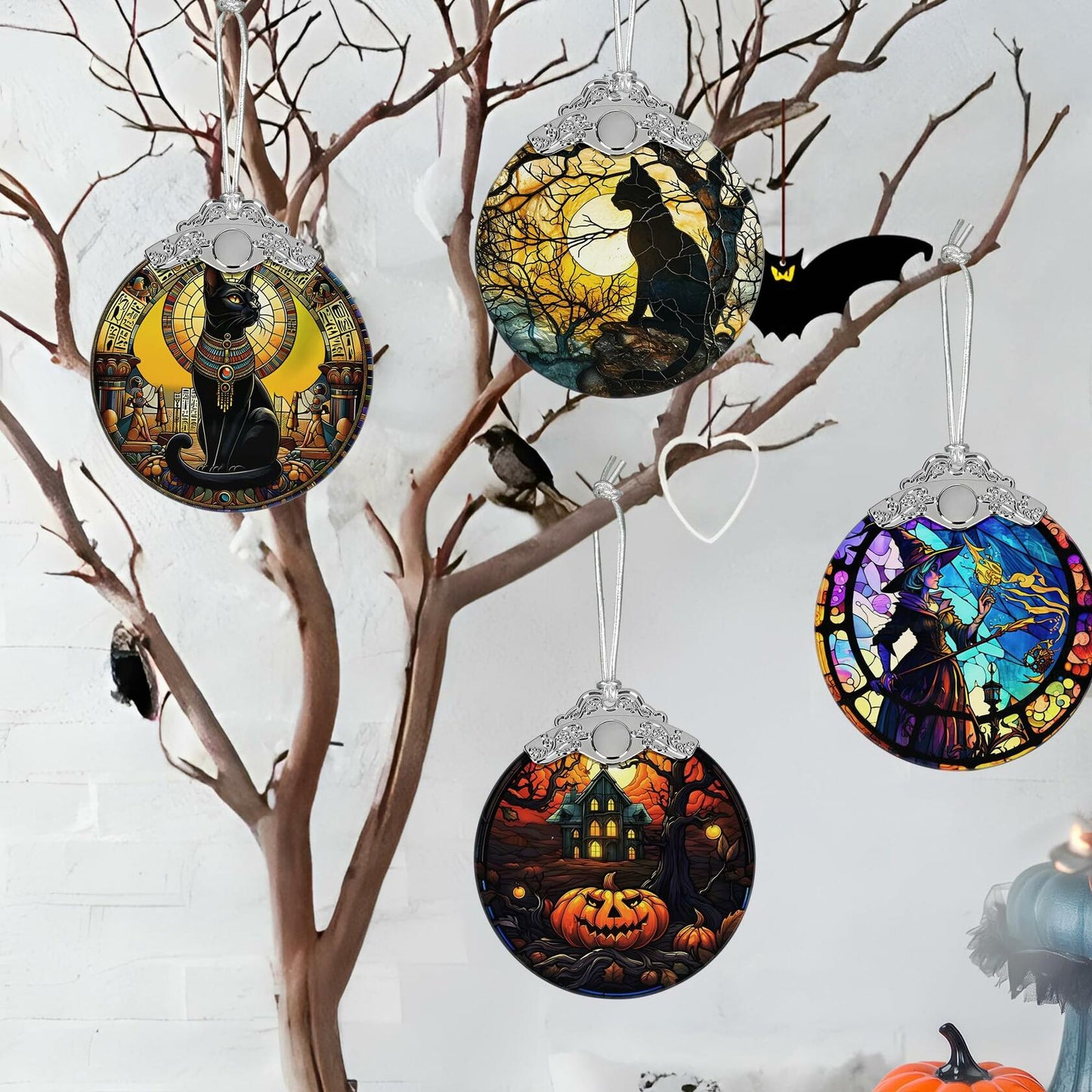The Haunted House Stained Glass Christmas Ornament Holiday Decoration