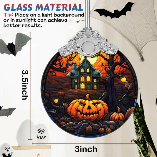 The Haunted House Stained Glass Christmas Ornament Holiday Decoration