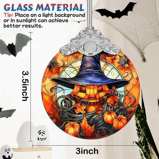 Terrifying Pumpkin Stained Glass Christmas Ornament Holiday Decoration