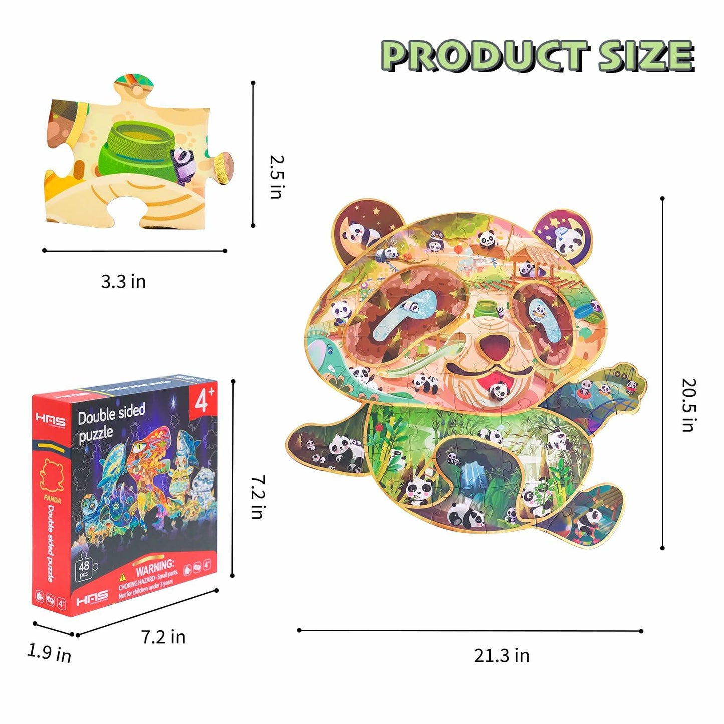 HAS Floor Puzzle 48 PCS Double-Sided Giant Panda Kids 4+