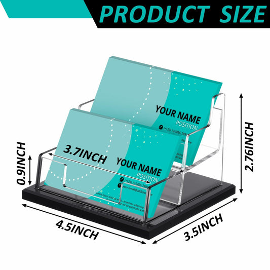 Feifeiya 2 Pcs 2 Tier Clear Acrylic Business Card Holder Stand 2 Slots