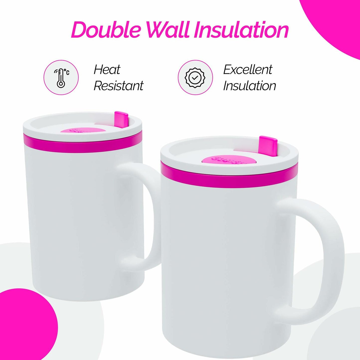 Copco Desk Mug 16 oz Double-Wall Insulated Spill-Resistant Pink BPA-Free