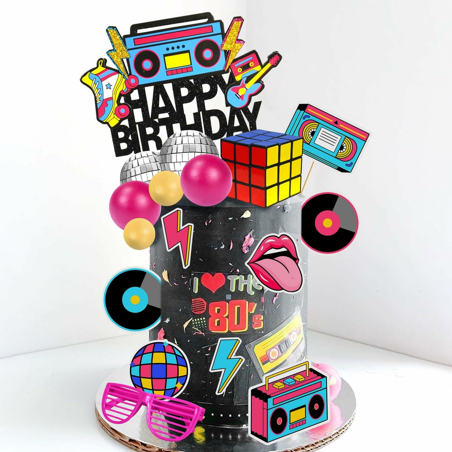 20 PCS Retro Hip Hop 80s 90s Cake Toppers Style 1 Decade Party Decor