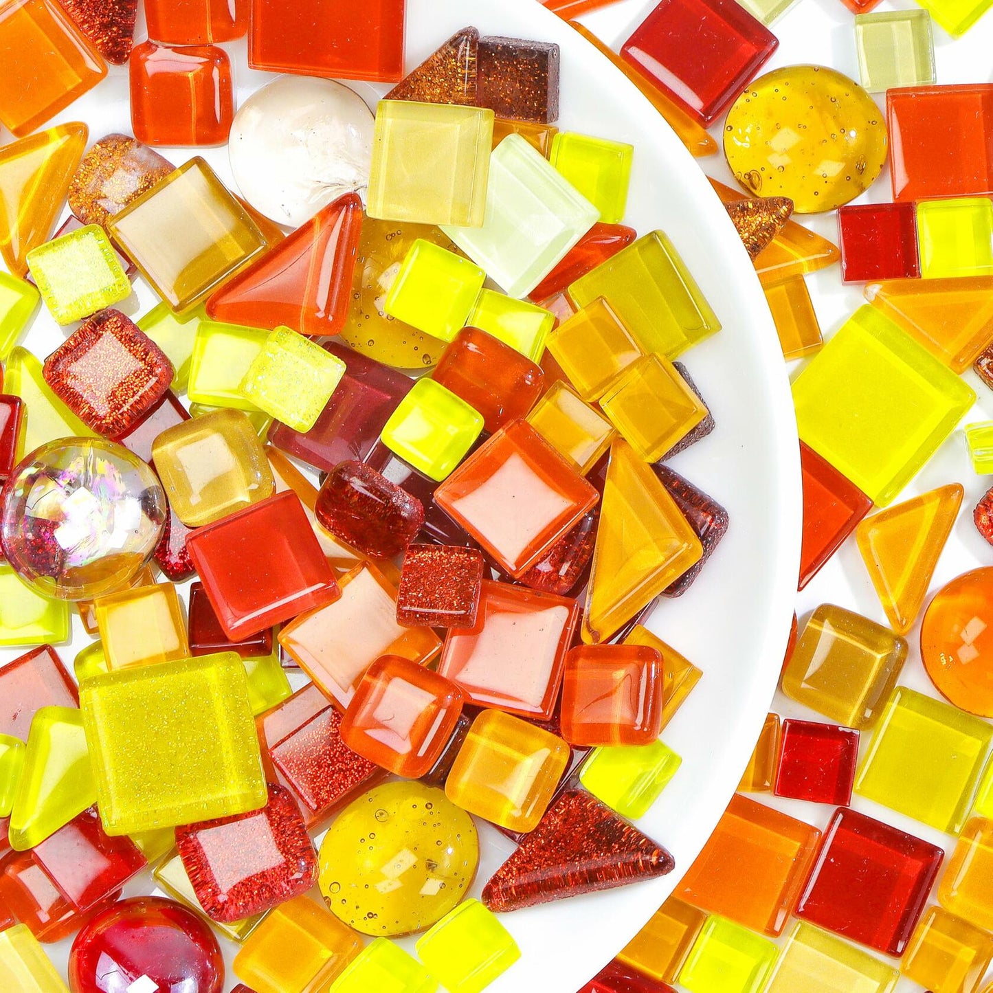 LATIIZ Glass Mosaic Tiles Pre-Cut Waterproof Orange 300 Pieces DIY Crafts