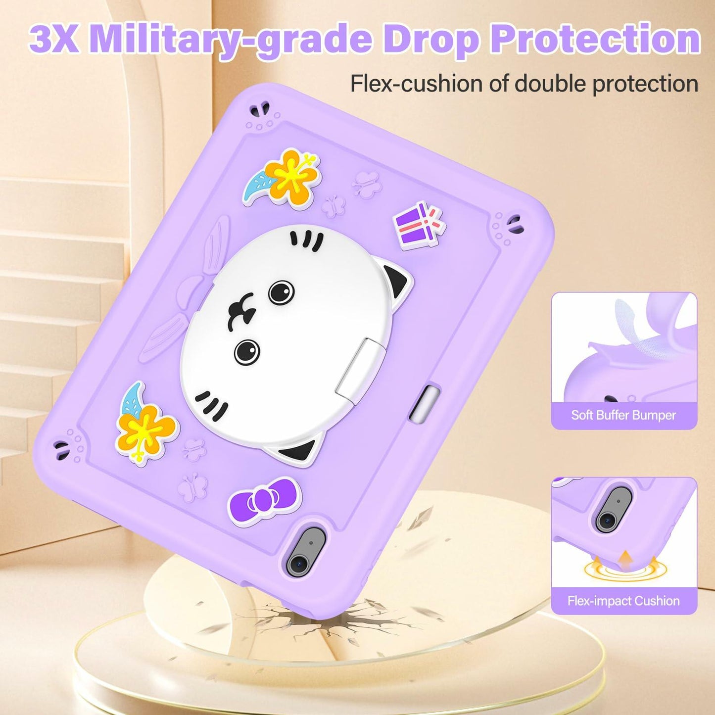TOMORRY iPad Air 11 Inch Case M3 2025 M2 2024 Purple Tempered Glass