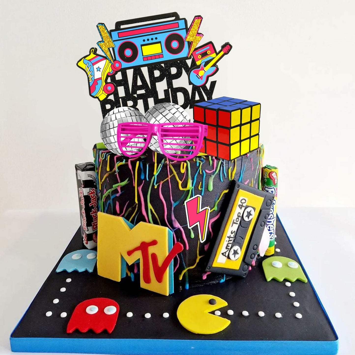 20 PCS Retro Hip Hop 80s 90s Cake Toppers Style 1 Decade Party Decor