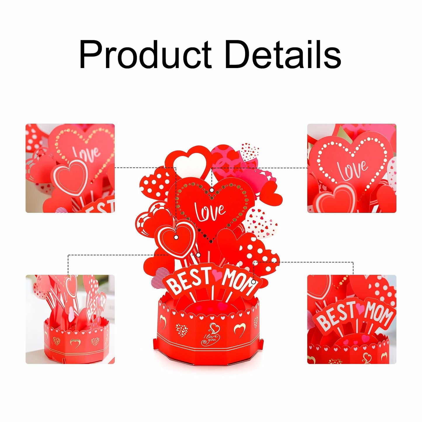 Lmcheny 3D Pop Up Best Mom Birthday Mother's Day Greeting Card