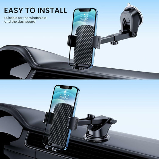 GUWEZ Car Phone Holder Super Stable Dashboard Windshield Mount Universal Black