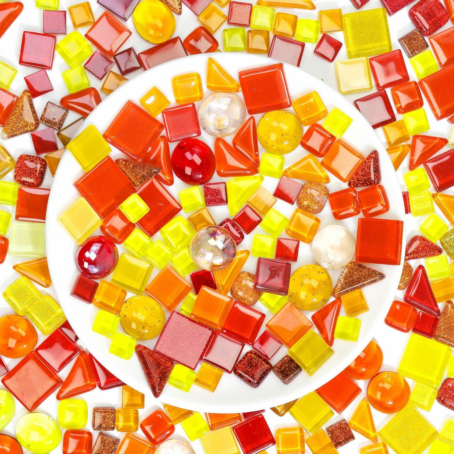 LATIIZ Glass Mosaic Tiles Pre-Cut Waterproof Orange 300 Pieces DIY Crafts