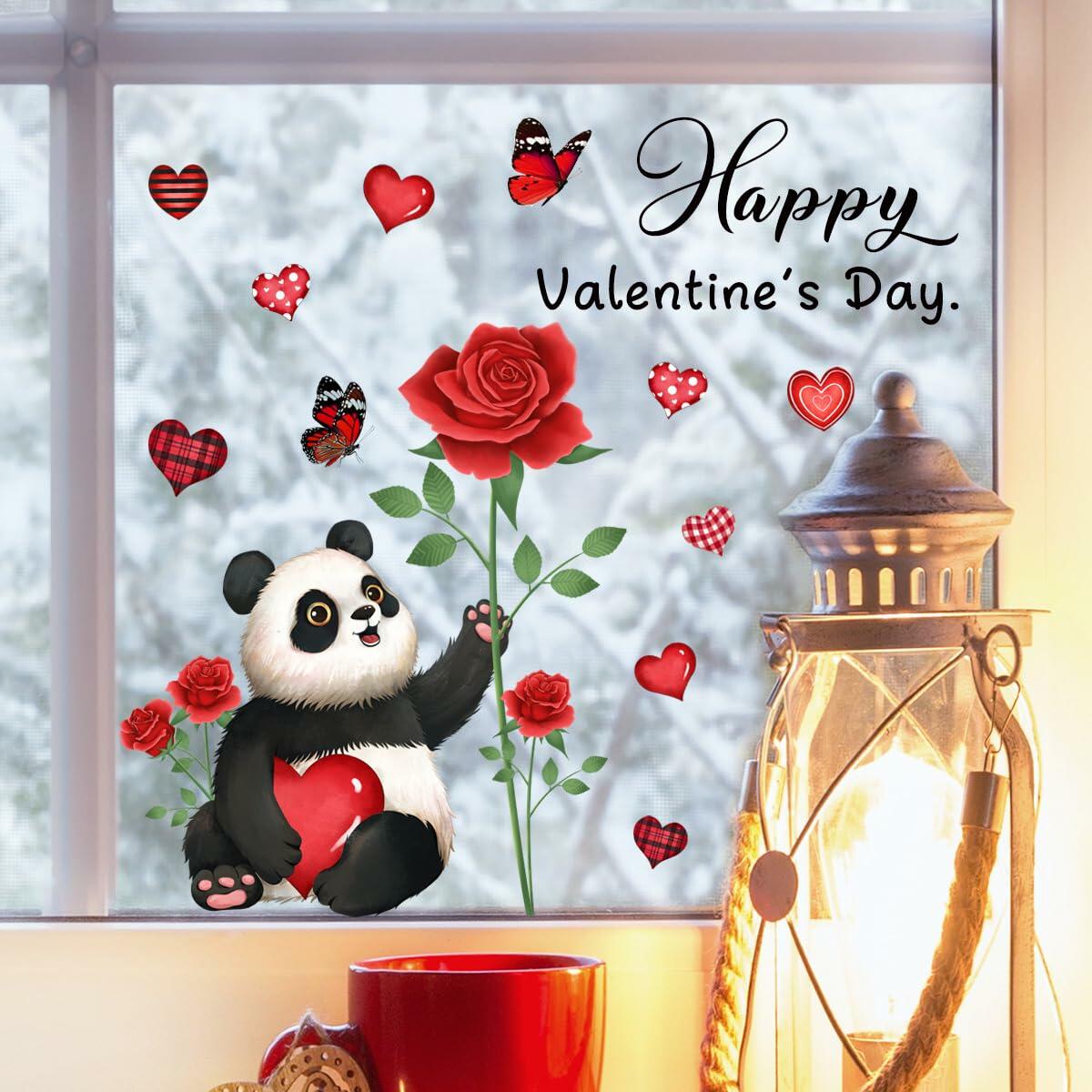 Valentine's Day Heart Window Clings Stickers Decals Pink 1 Sheet