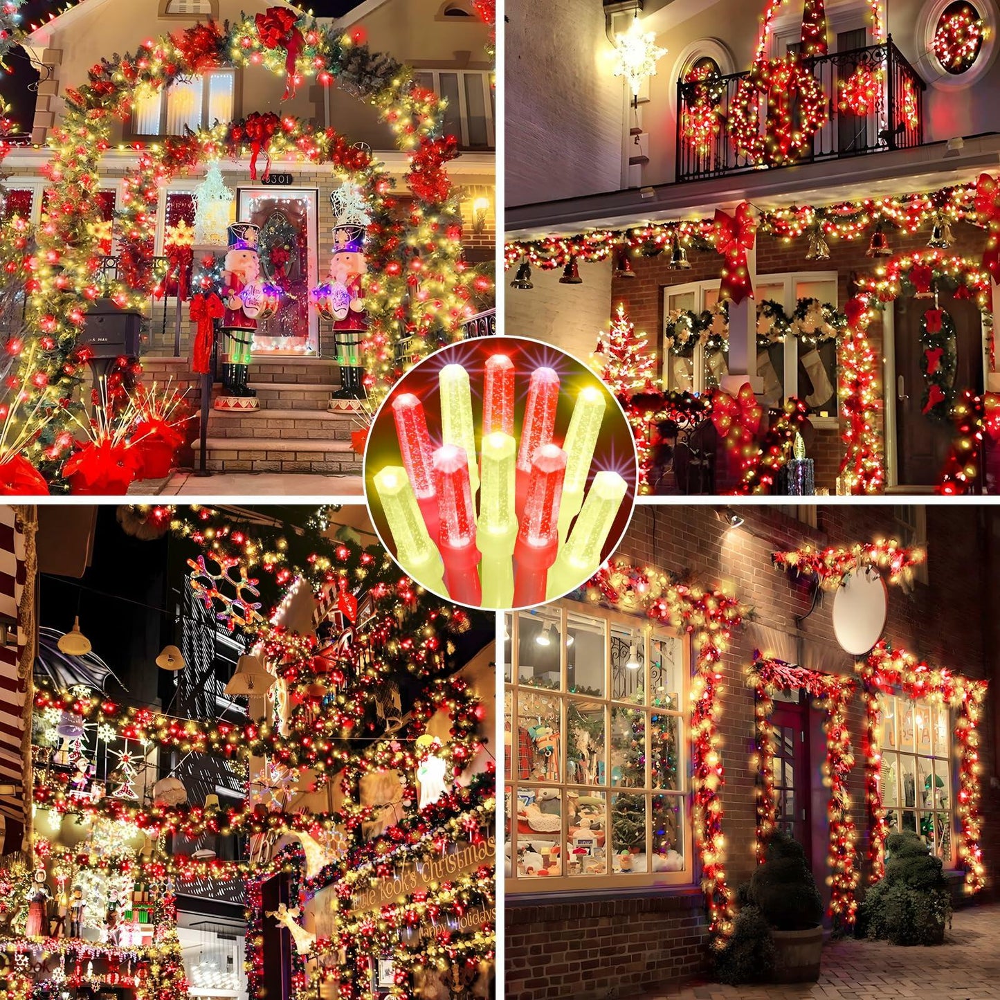 Heceltt 1140 LED 449FT Outdoor String Lights 8 Modes Timer IP44 Red Warm White