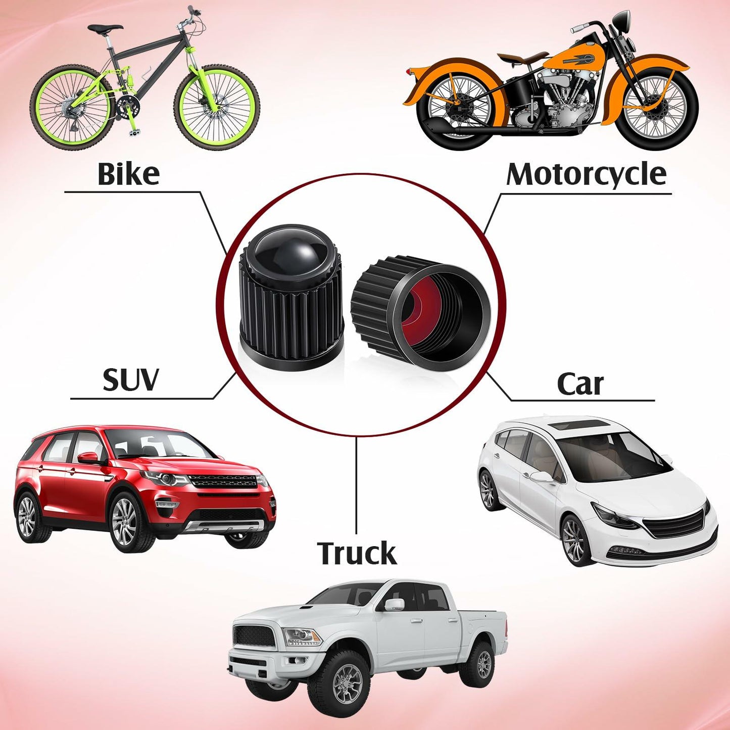 Outus 200 Pcs Tire Valve Stem Caps Universal Plastic Black Covers