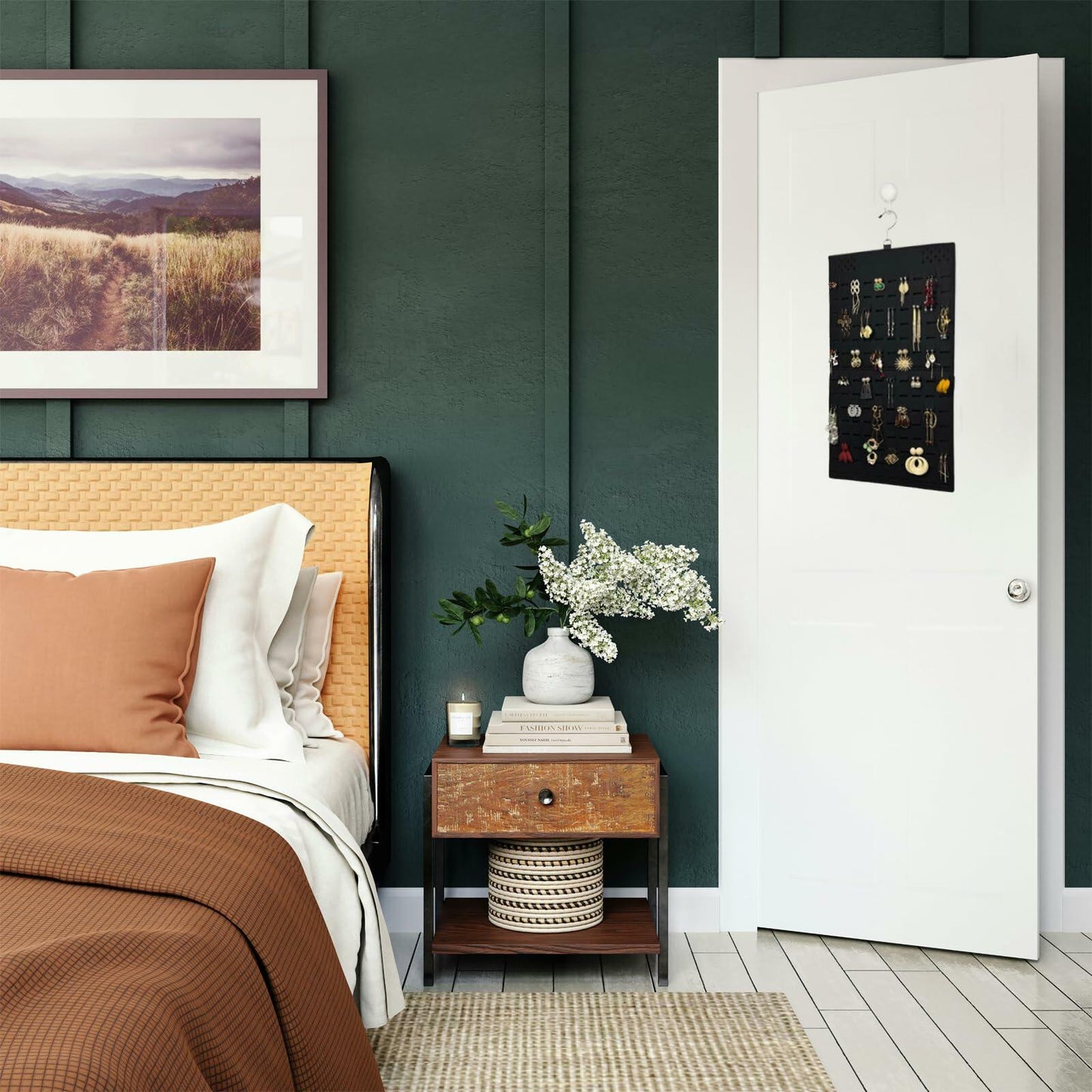 Neehows Hanging Earring Organizer Wall Holder 600 Holes 30 Hooks Black