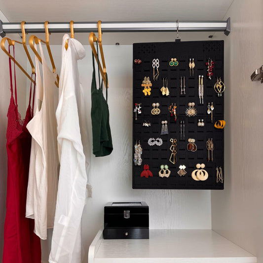 Neehows Hanging Earring Organizer Wall Holder 600 Holes 30 Hooks Black