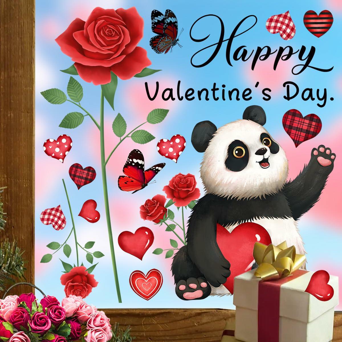 Valentine's Day Heart Window Clings Stickers Decals Pink 1 Sheet