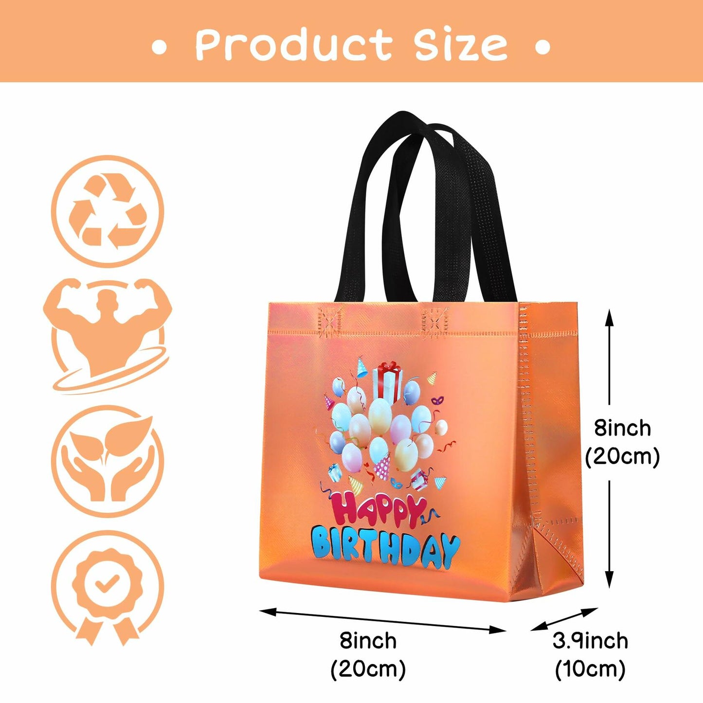 cabzymx Birthday Gift Bags with Handles Yellow Balloons Pattern 18 Pc Small