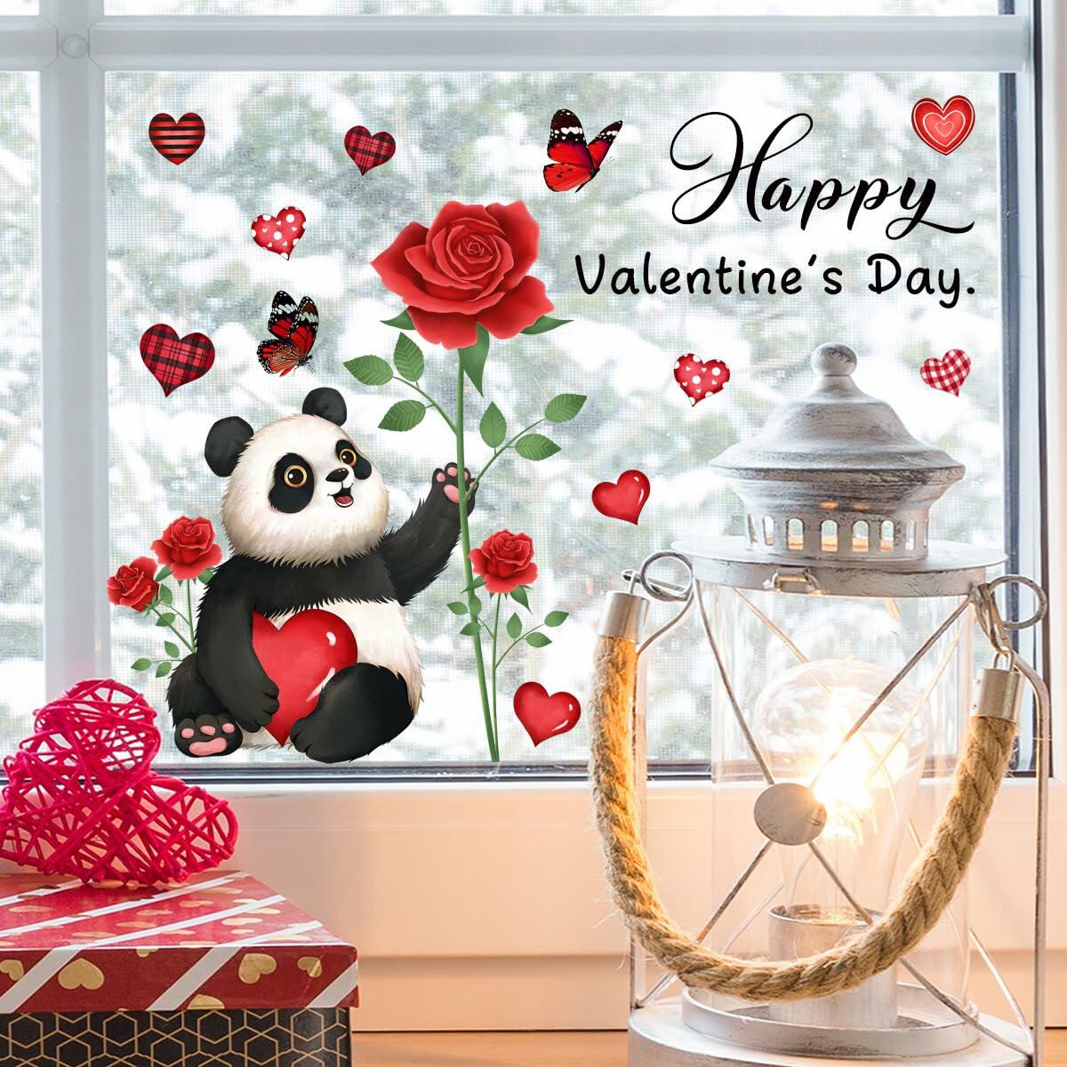 Valentine's Day Heart Window Clings Stickers Decals Pink 1 Sheet
