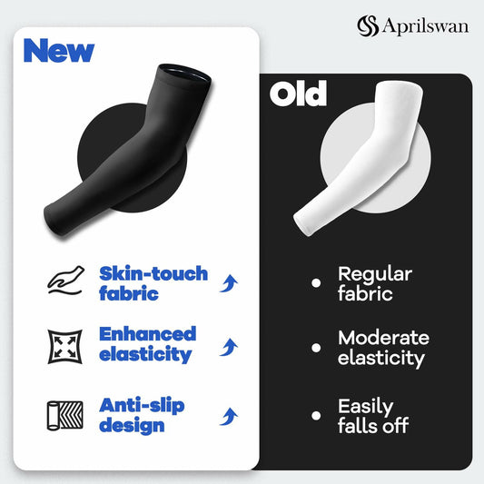 Aprilswan UV Sun Protection Arm Sleeves Compression Non Slip White 1 Pair