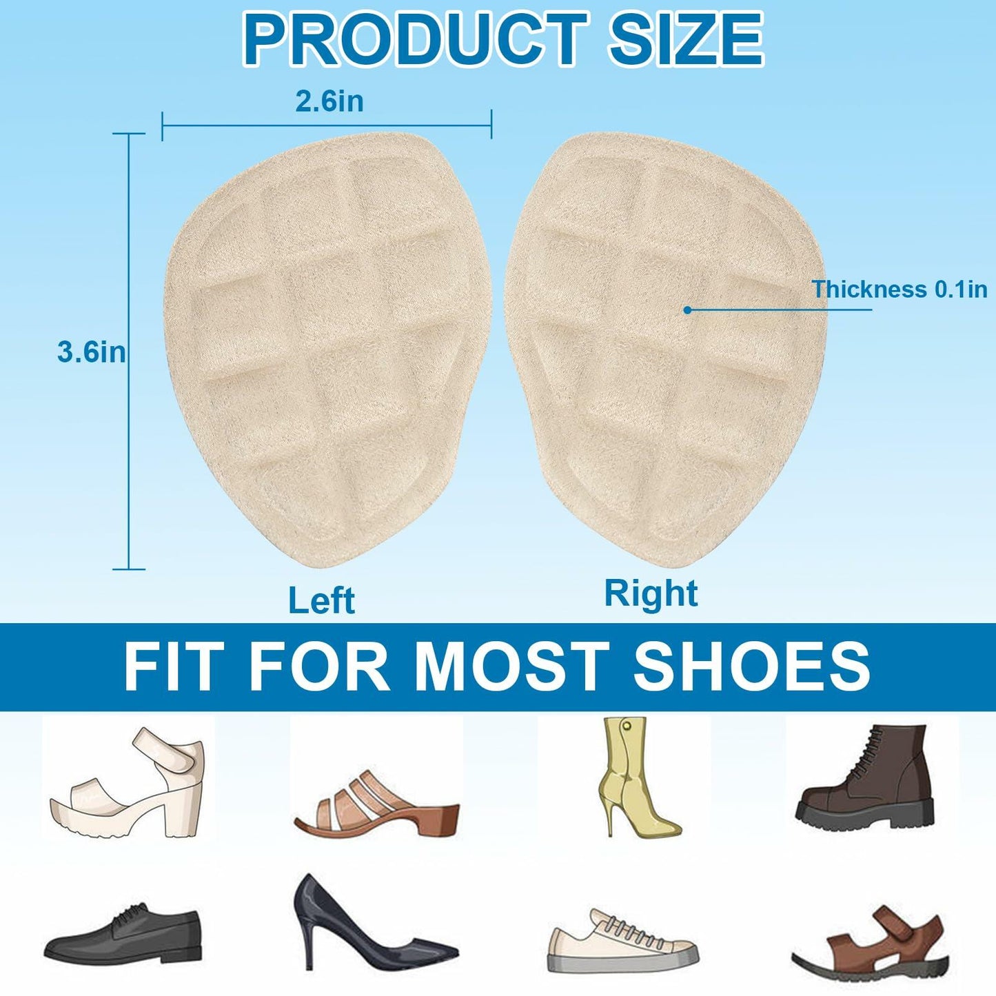 Skyfoot Metatarsal Foot Pads Ball of Foot Cushions Anti Slip 3 Pairs