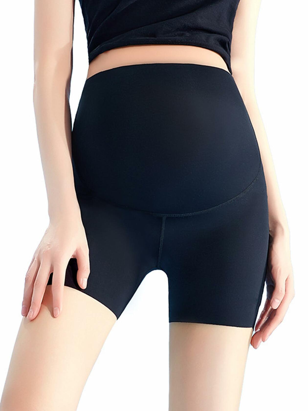 Maternity Yoga Shorts Over Belly Bump UV Block Buttery Soft Black Size S