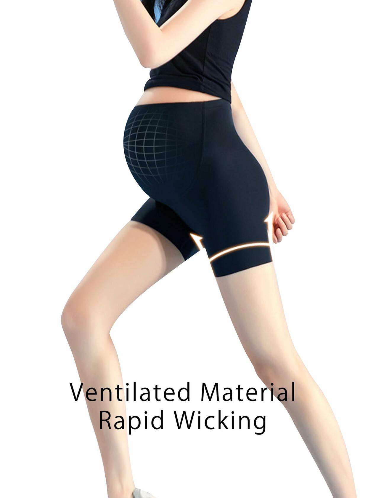 Maternity Yoga Shorts Over Belly Bump UV Block Buttery Soft Black Size S