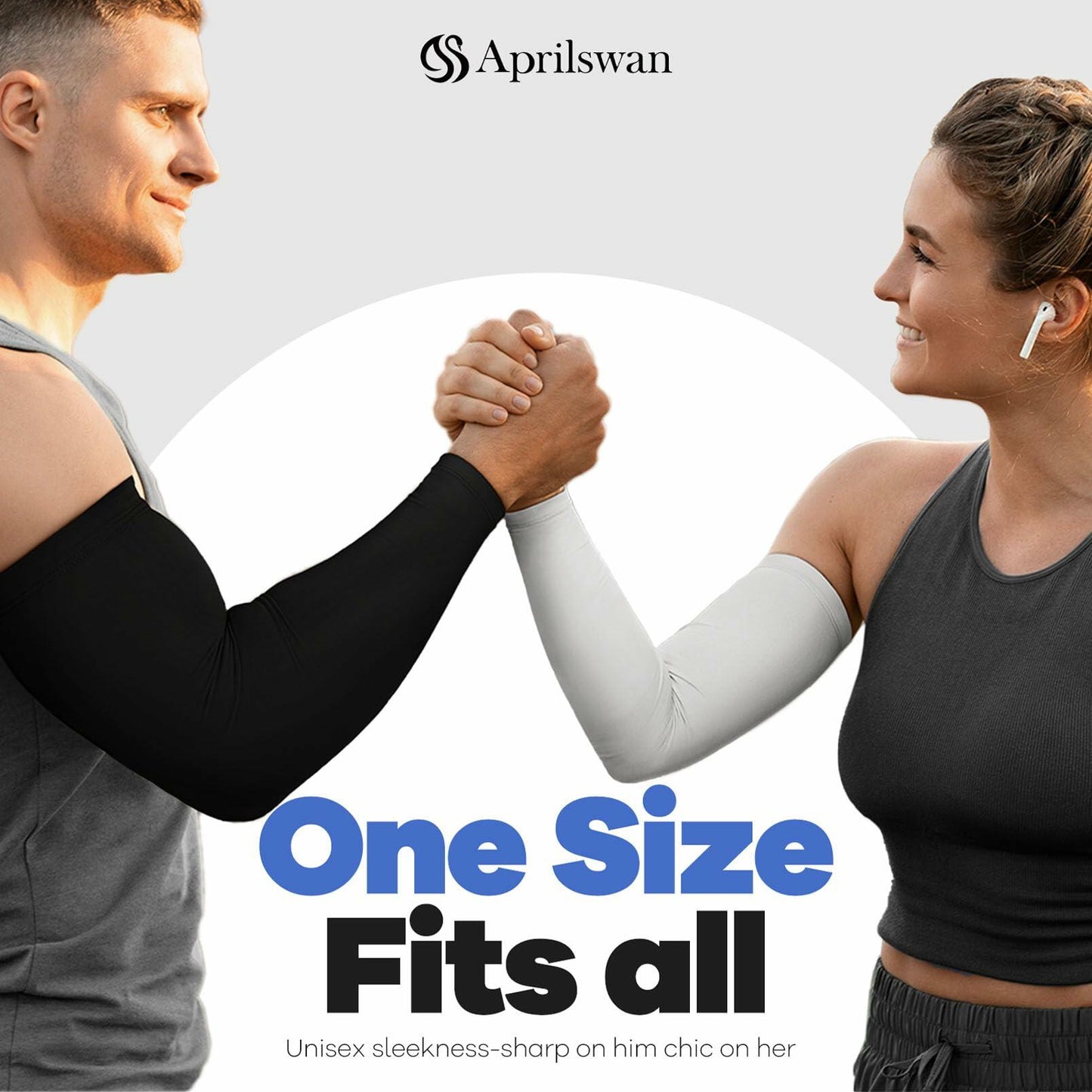 Aprilswan UV Sun Protection Arm Sleeves Compression Non Slip White 1 Pair