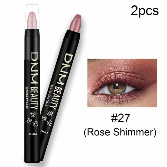 evpct 2Pcs Cream Waterproof Eyeshadow Sticks Set Rose Shimmer Matte 27+27