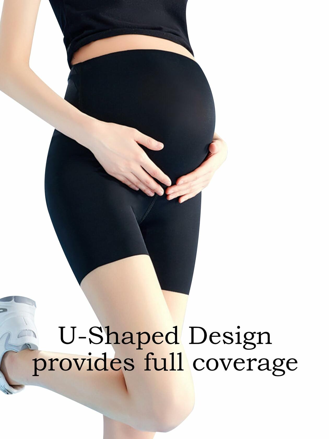 Maternity Yoga Shorts Over Belly Bump UV Block Buttery Soft Black Size S
