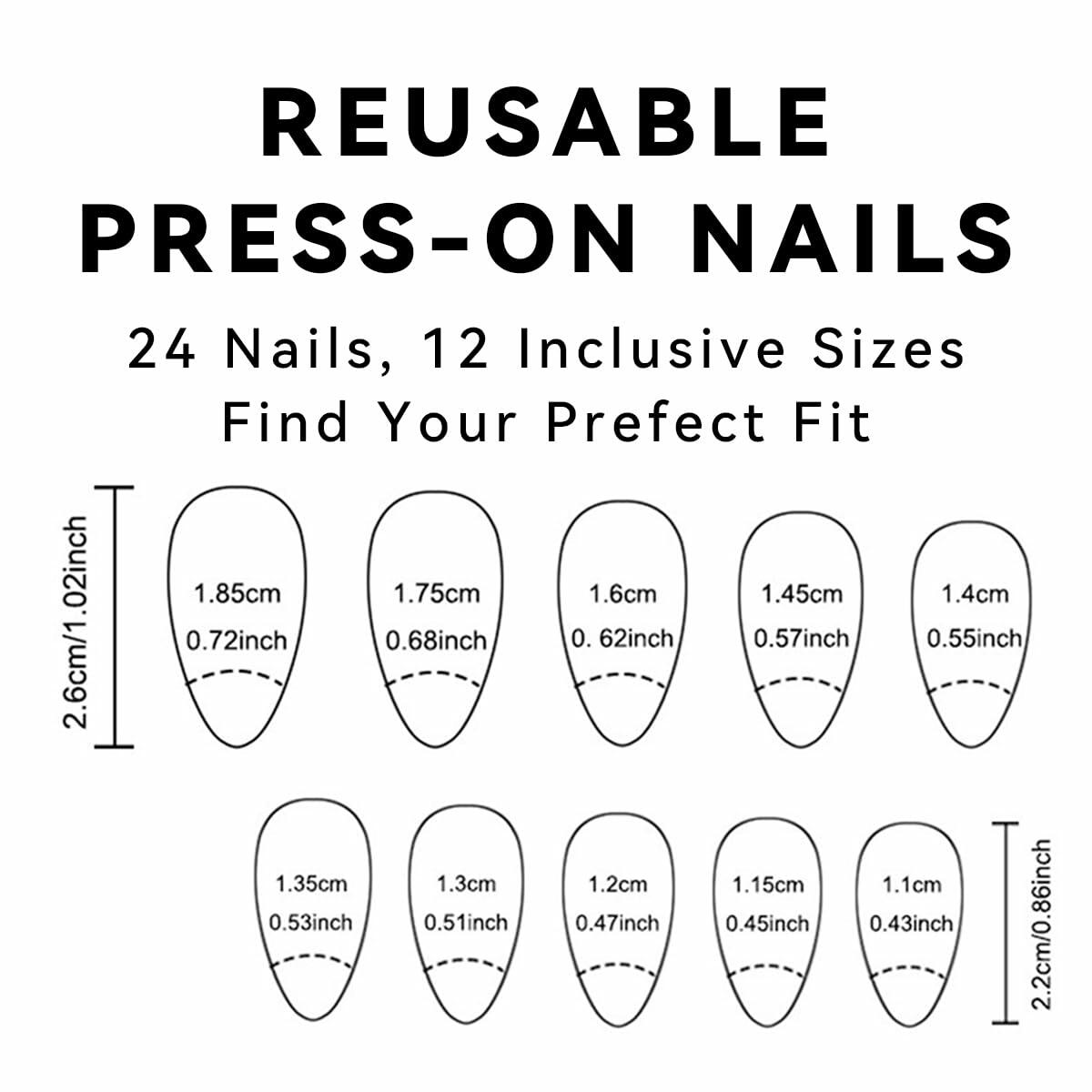 Valentine's Day Press On Nails Coffin Wine Red Pink Glitter 24 Pcs