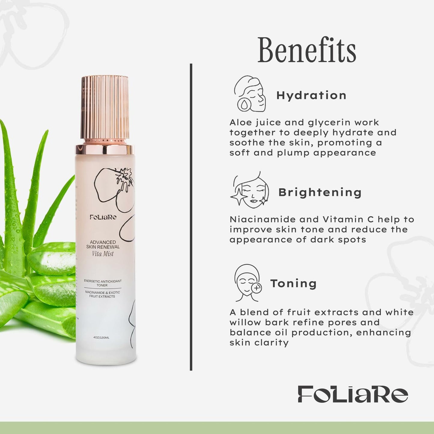 Foliare Skin Renewal Vita Mist Toner Niacinamide Spray Clear Antioxidants